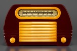 Rare FADA 659 ’Temple’ Insert Grille Radio in Maroon + Yellow